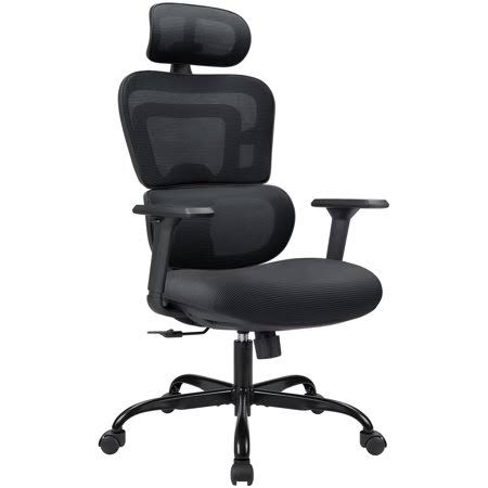 Walnew High-Back Ergonomic Office Chair Breathable Mesh Chair with Headrest, Adjustable Armrests and Lumbar SUPPORT, Black EE_NFJJ4PMD