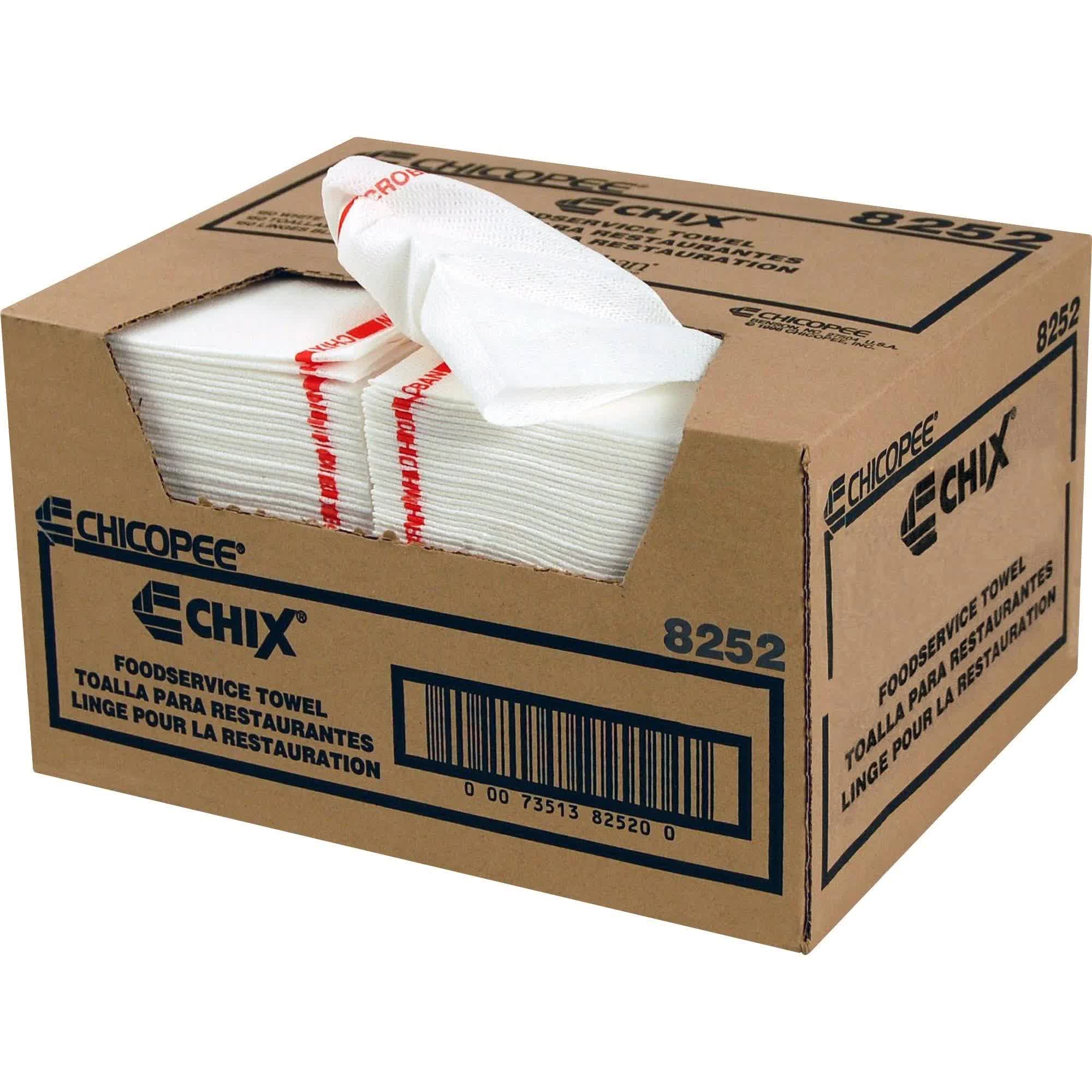 Chix Food Service Towels, 13 x 21, Cotton, White/Red, 150/Carton KP_CR86Y9GM