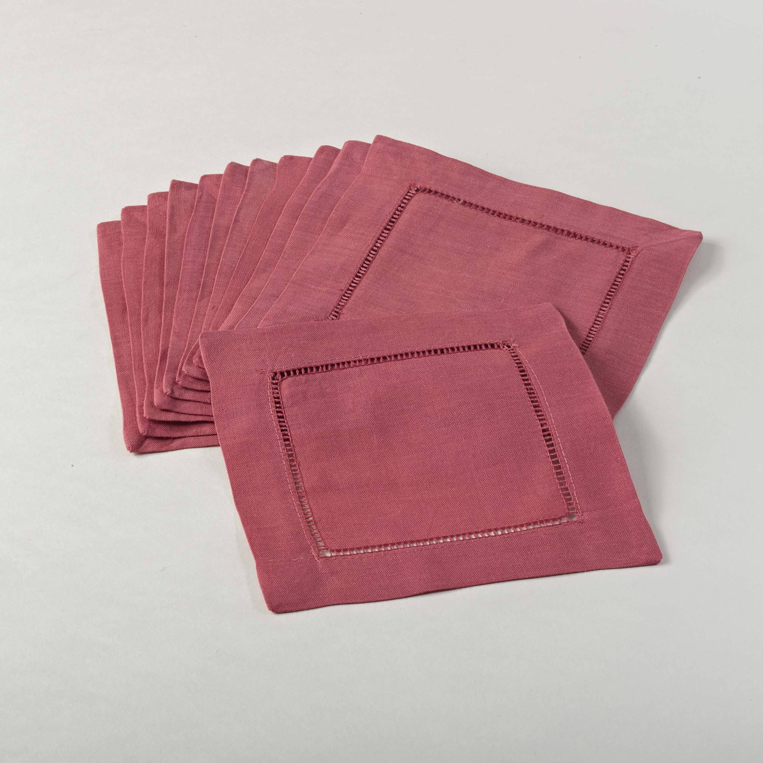 Saro Lifestyle 6100C.CX6S 6 in. Square Hemstitch Cocktail Napkin - Coral Set of 12 8Z_D5FWGXLF