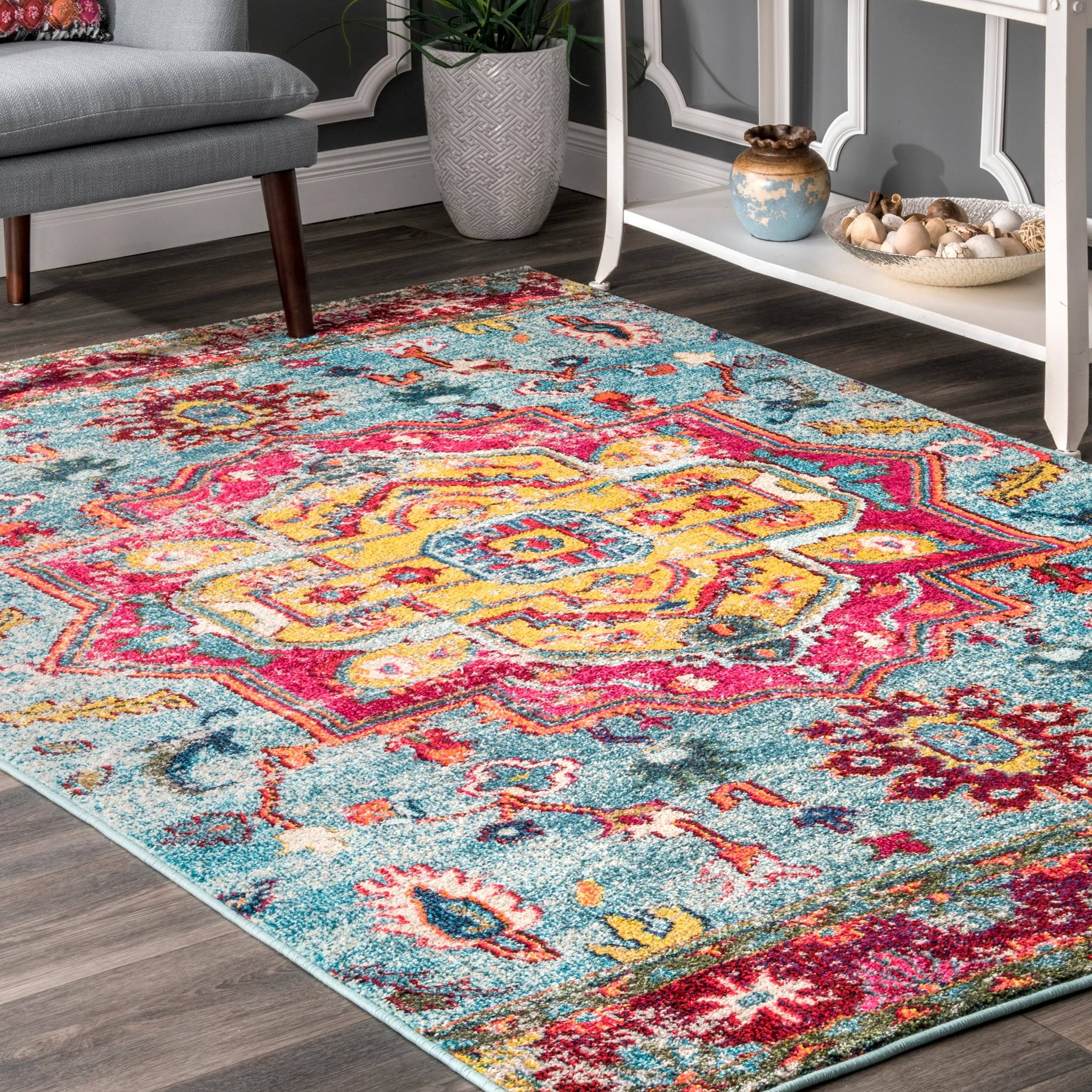 nuLOOM Bohemian Tuscany Floral Runner Rug Pink 7' 10 QK_QLQUUVTM