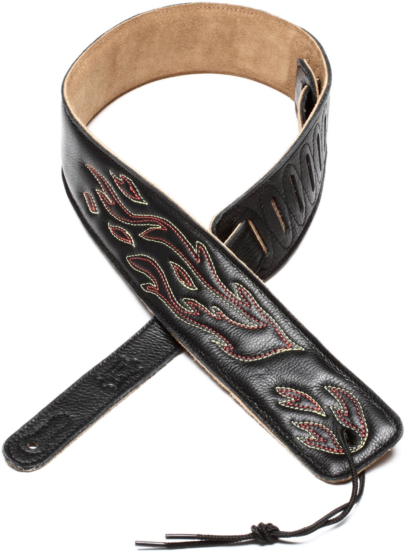 Levy's DM1SGF Garment Leather Guitar Strap | Flame Stitching XY_POTX5XVU
