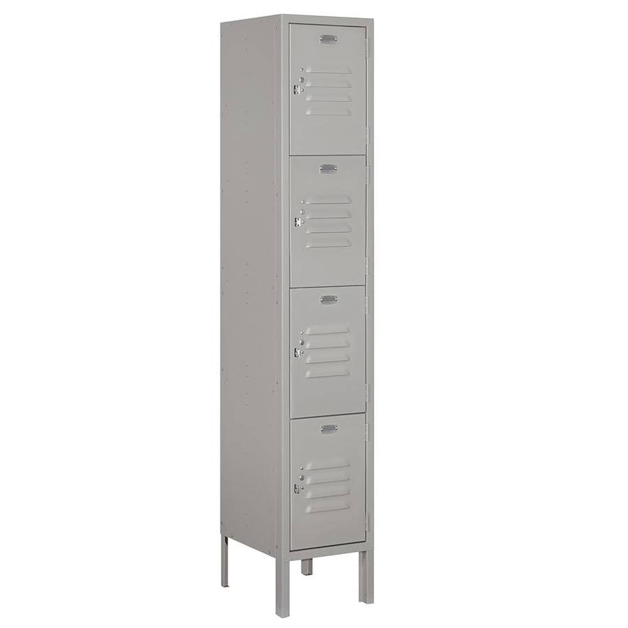 Salsbury Industries 64152GY-U Standard Metal Locker - Four Tier - 1 Wide - 5 Feet High - 12 Inches Deep - Gray - Unassembled JK_KVYBYWZQ