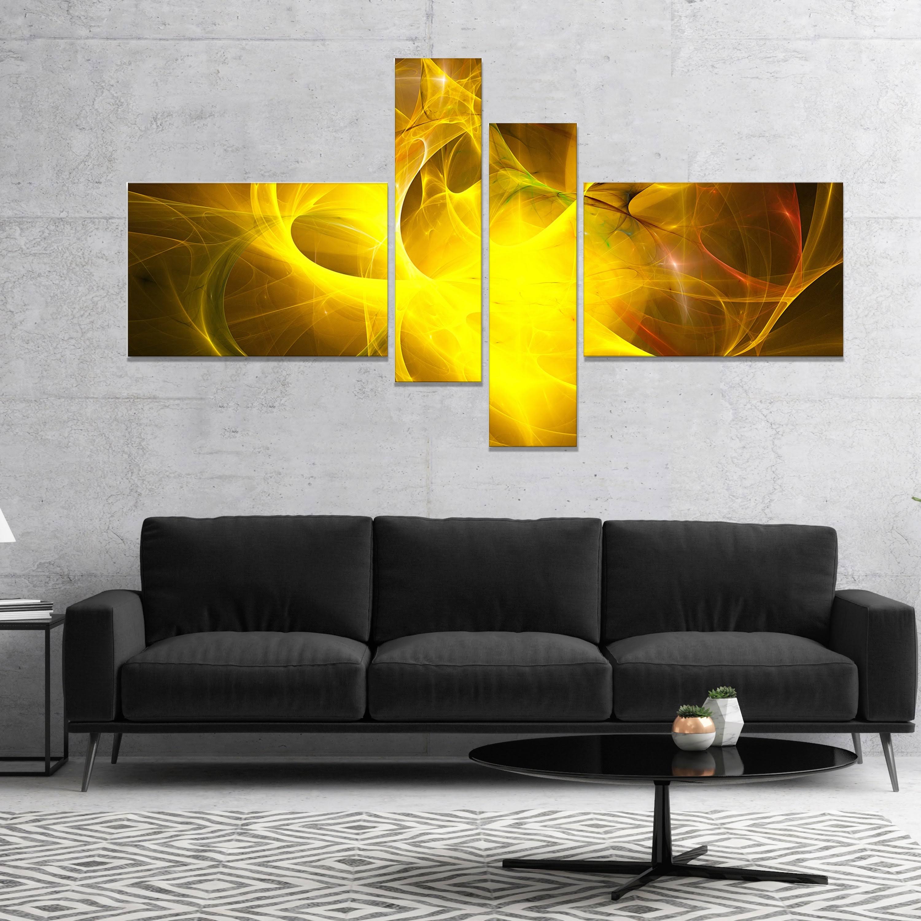 Designart 'Dark Yellow Nebula Star' Abstract Canvas Art Print 60 in. Wide x 32 in. High - 4 Panels PT7740-414 4M_QFG1T69E