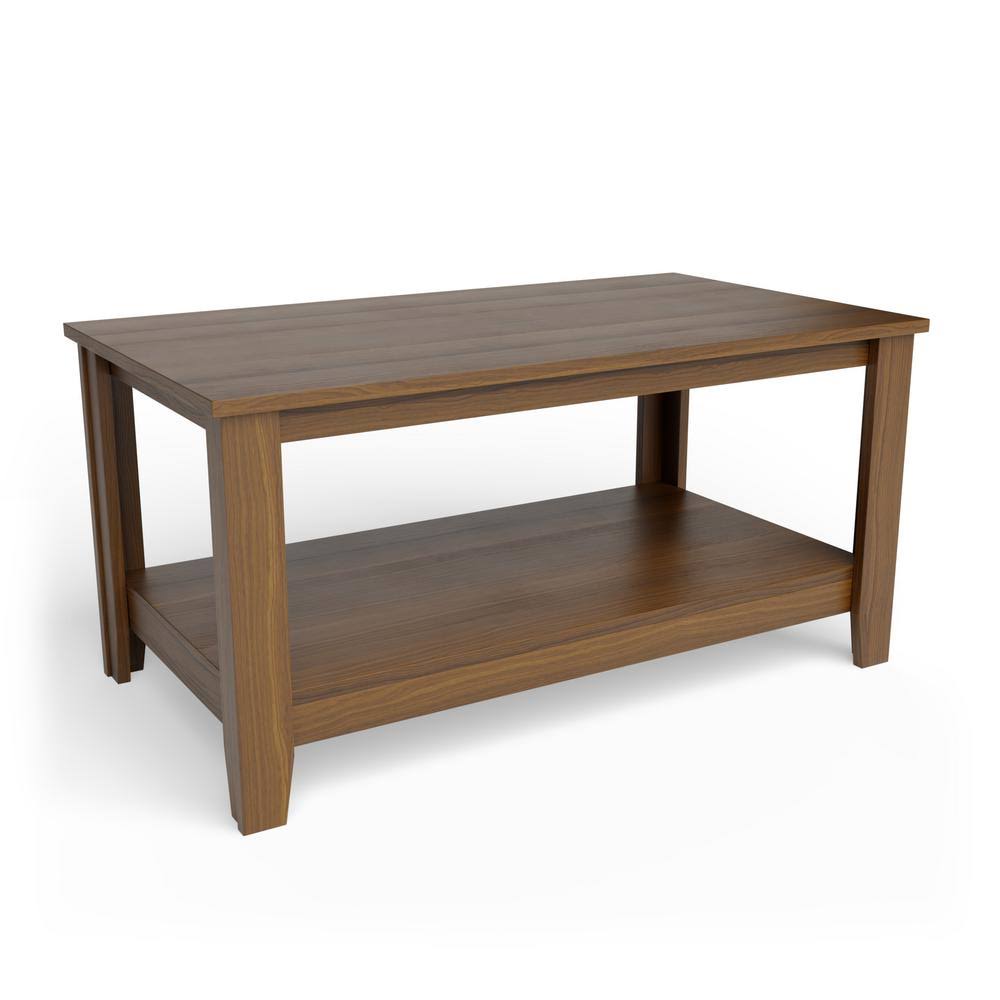 Brookside Elise 39.38 in. Walnut Classic Wood Rectangle with Laminate Top Coffee Table, Brown XP_SMTOKTCD
