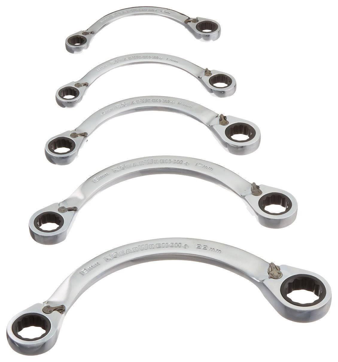 GearWrench 5 pc. 12 Point Reversible Half Moon Double Box Ratcheting Metric Wrench Set - 9850 LJ_4CJ8UBQF