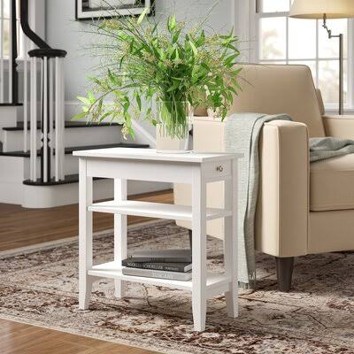Inman End Table with Storage Three Posts Color: White YK_SITUISS5