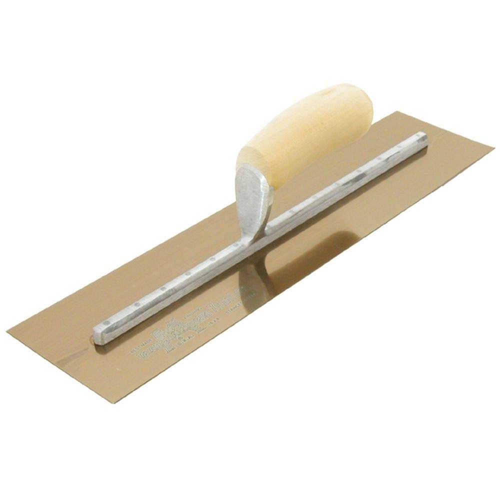Marshalltown-mxs165gs 16 in. x 5 in. Golden Stainless Steel Finishing Trowel Curved Wood Handle C2_G0P7PRQI