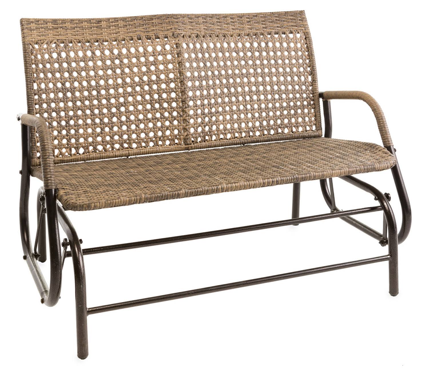 North Garden Outdoor Wicker Love Seat Glider Bench I8_FGBULRSE