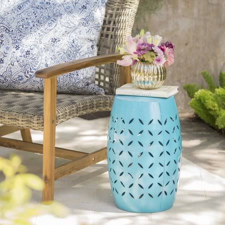 Cataleya Outdoor 12 inch Iron Side Table, Blue CA_JHFCELM9