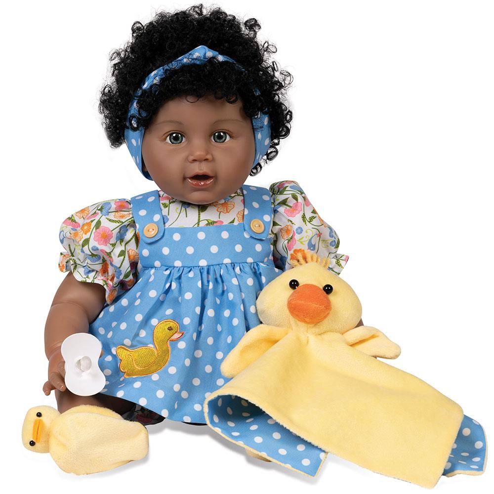 Paradise Galleries Realistic African American Toddler Girl Doll - Lucky Ducky, 20 Inches in SoftTouch Vinyl, 6-Piece Doll Gift S 7P_WCQYQEG6