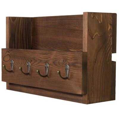 CatrineWood Wall Key and Mail Organizer with Key Hooks and Mail Storage Gracie Oaks BW_ADEZSYNV