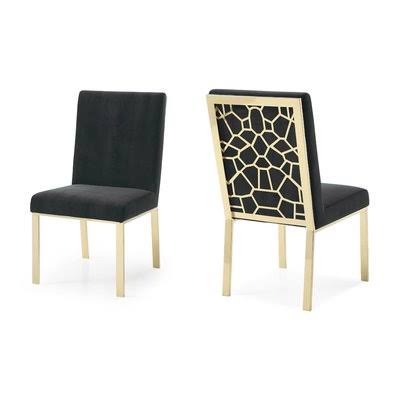 Everly Quinn Middlet Upholstered Dining Chair Upholstery Color: Black C3_XE5BTDXR