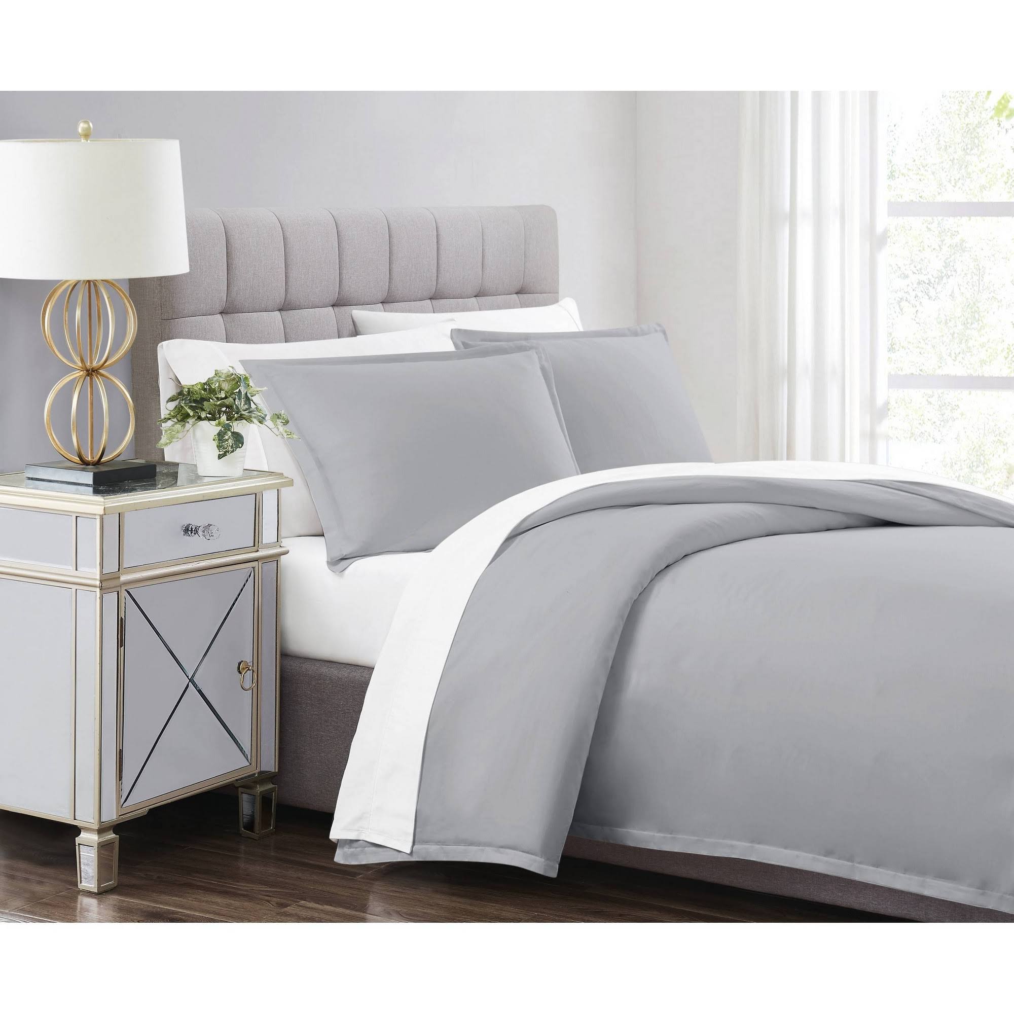Charisma King Solid Duvet Cover Set in Grey K2_XTG6YLBL