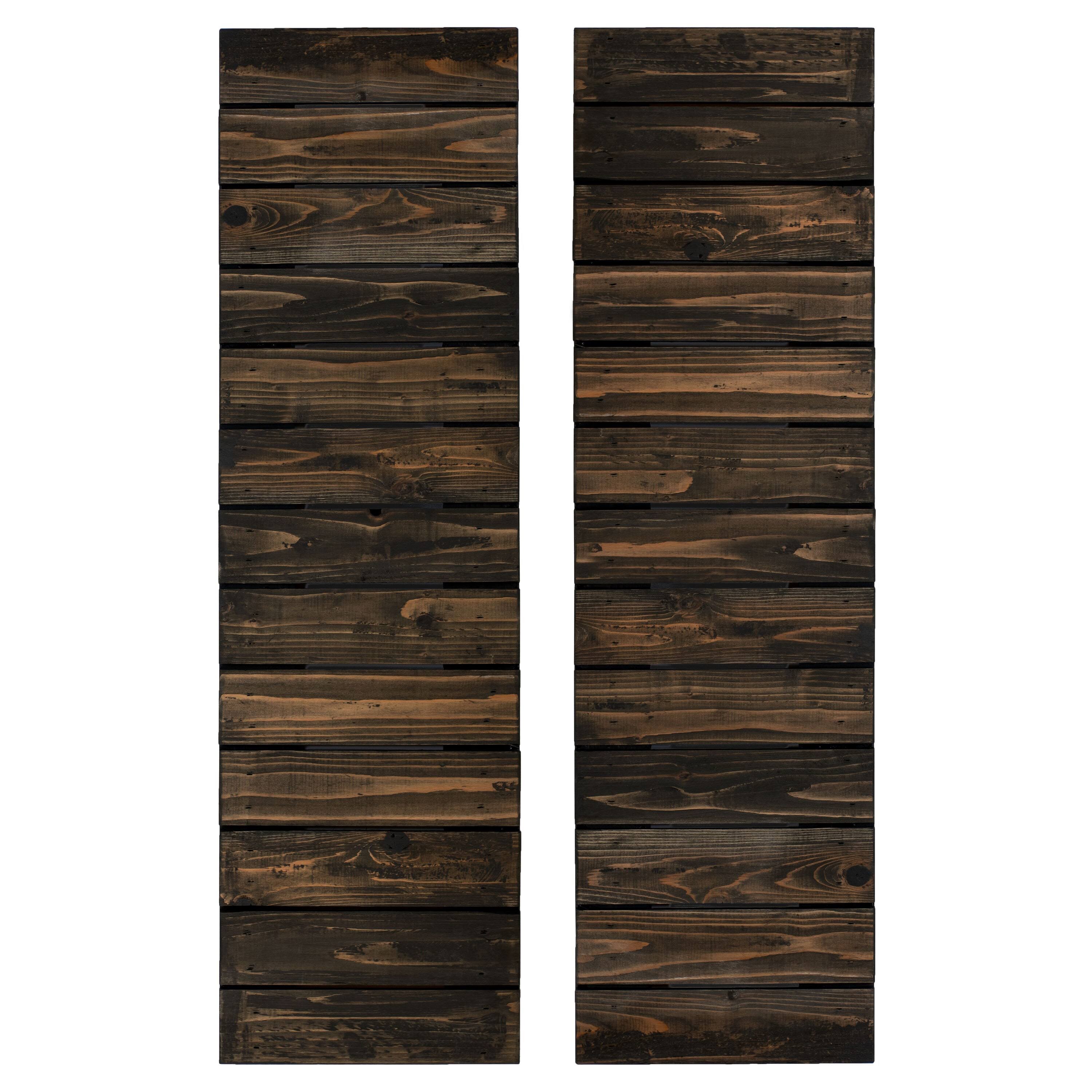 Horizontal Slat Exterior Shutters Pair, Size 72 inch, Black AC_DBTQS889