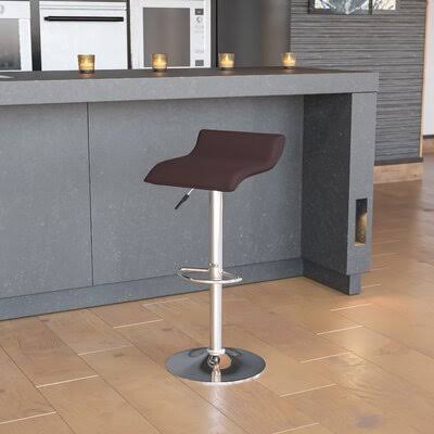 Orozco Swivel Adjustable Height Bar Stool Williston Forge Upholstery Brown 6A_KSLL49MG