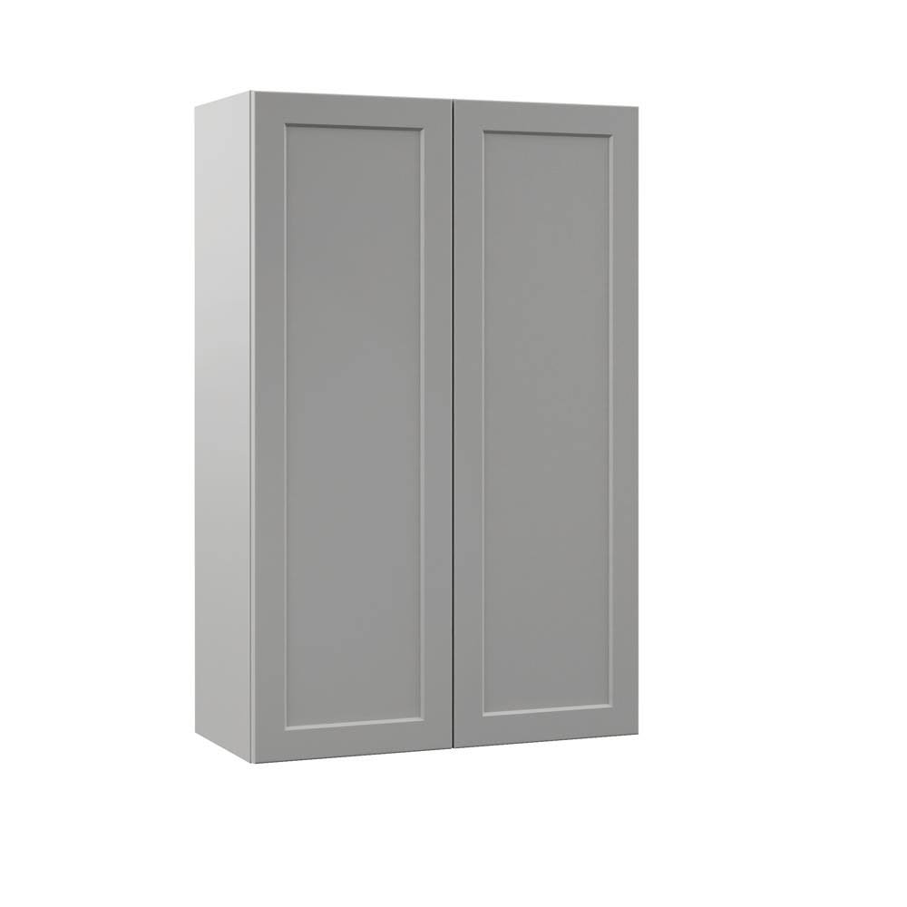 Hampton Bay Designer Series Melvern Assembled 27x42x12 in. Wall Kitchen Cabinet in Heron Gray OY_LRHKBUN5