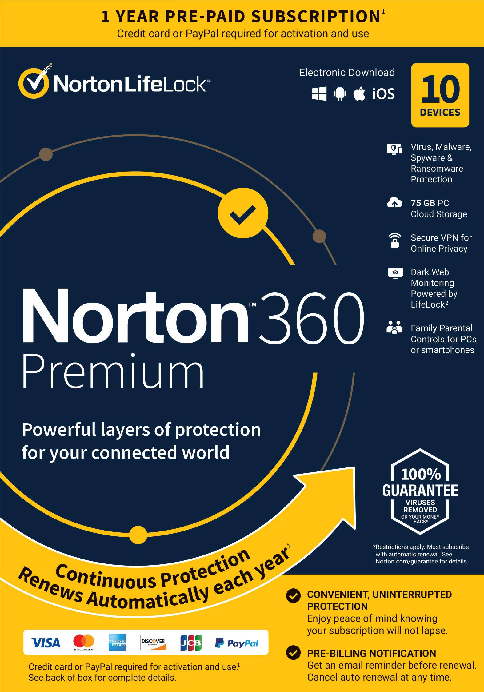 Norton 360 Premium Antivirus Software for 10 Devices with Auto Renewal - VPN QH_WDPCOLGQ