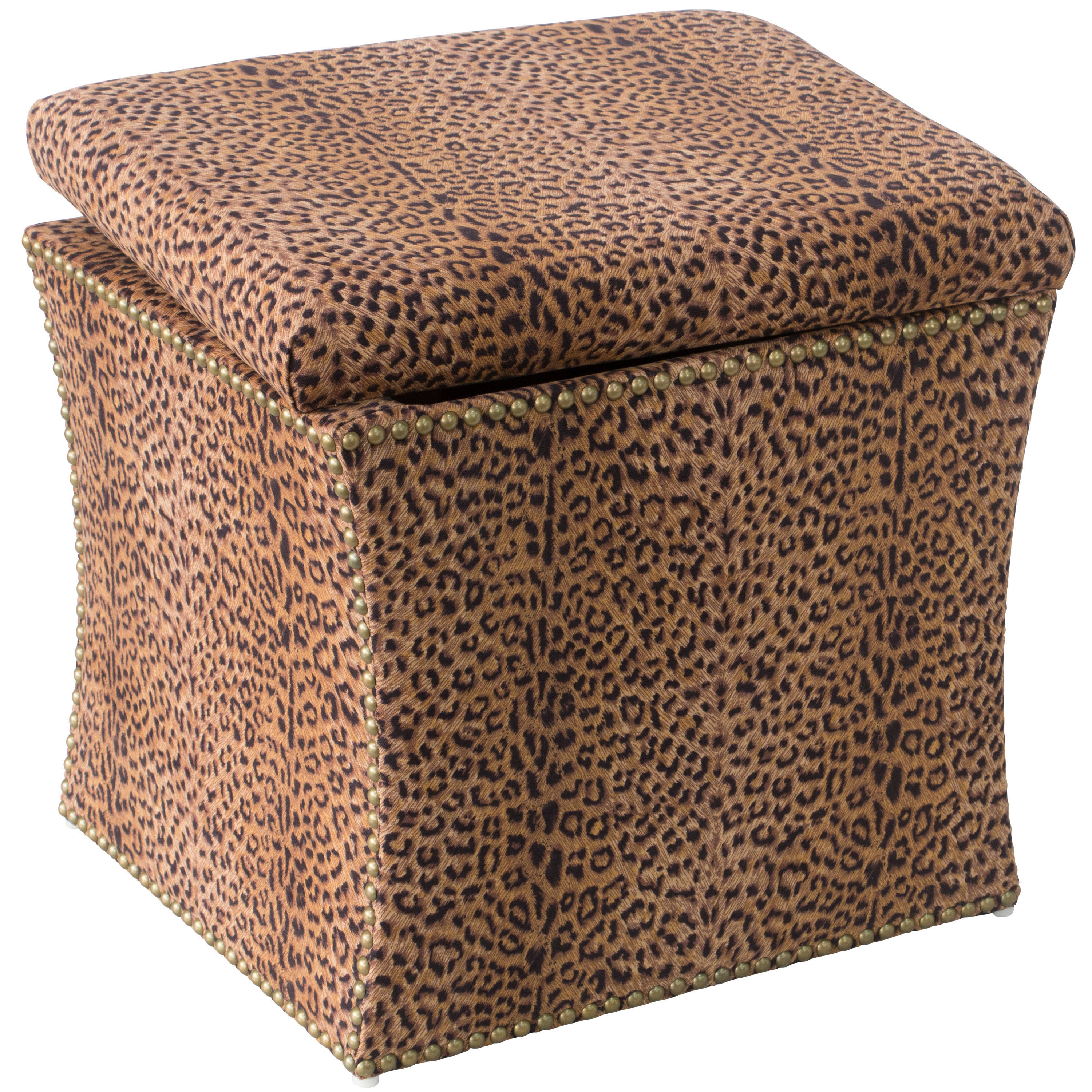 Skyline Furniture Cheetah Earth Fabric Storage Ottoman in Cheetah Earth NN_PTXYRHDG