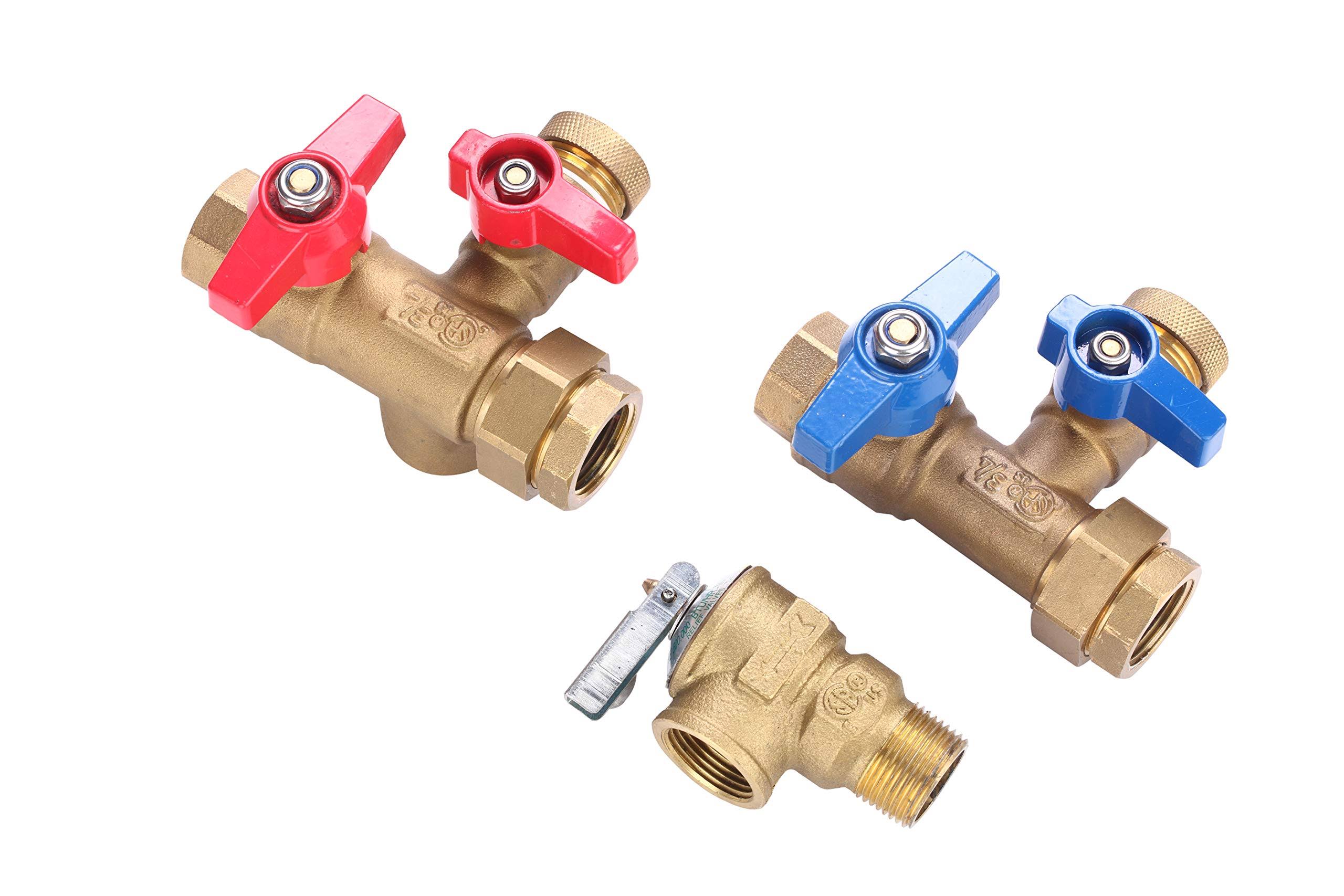 Paragon 3/4 in. Universal Brass Tankless Water Heater Isolation Valve Service Kit with Pressure Relief Valve RF_RHUYLKQW