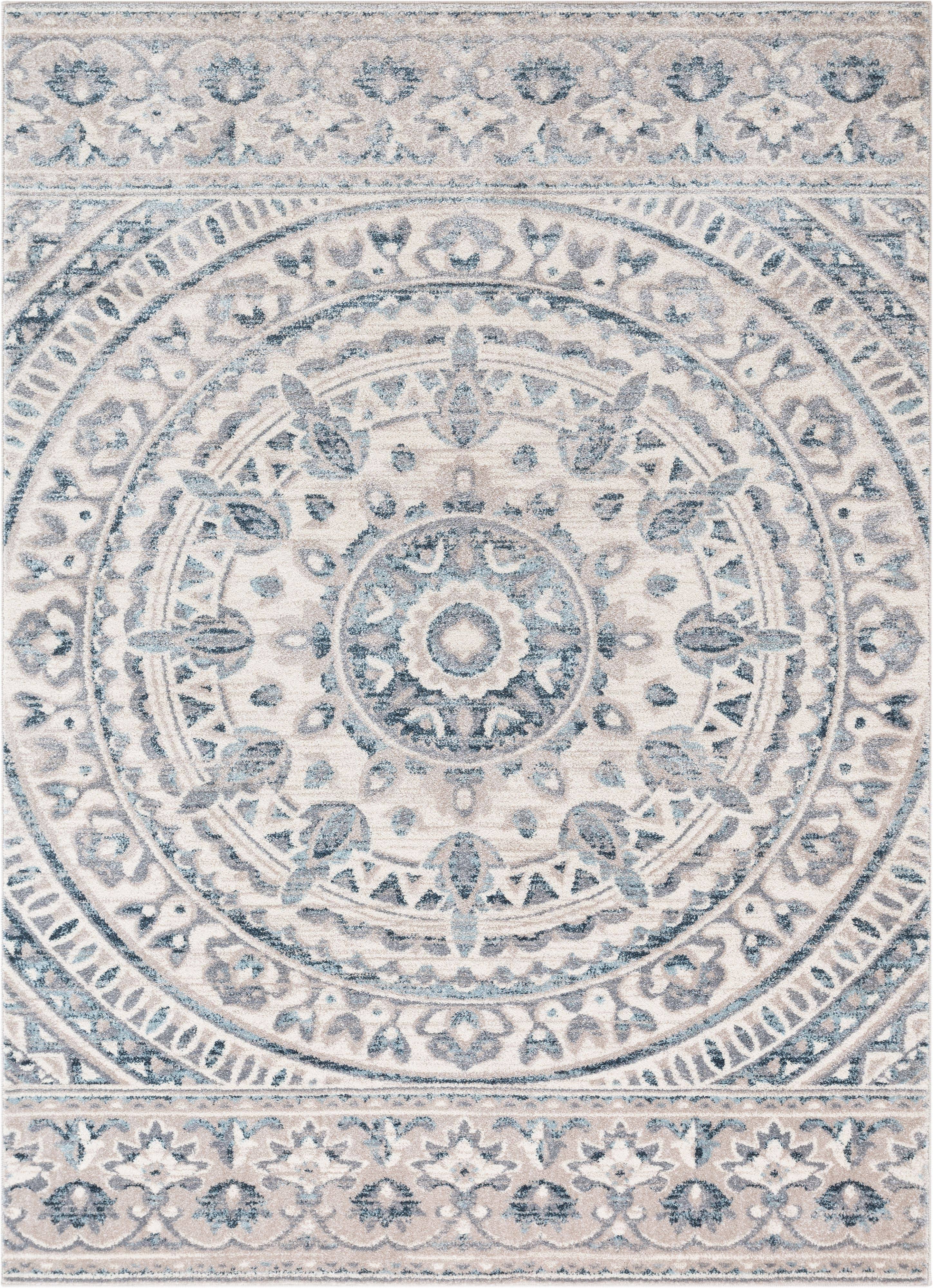 Well Woven Sydney Alish Blue Vintage Bohemian Mandala Medallion 7 ft. 10 in. x 9 ft. 10 in. Distressed Area Rug QM_G3EST1WR