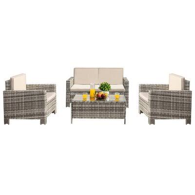 Campuzano 4 Piece Rattan Sofa Seating Group Beachcrest Home U7_PPNRWP0A