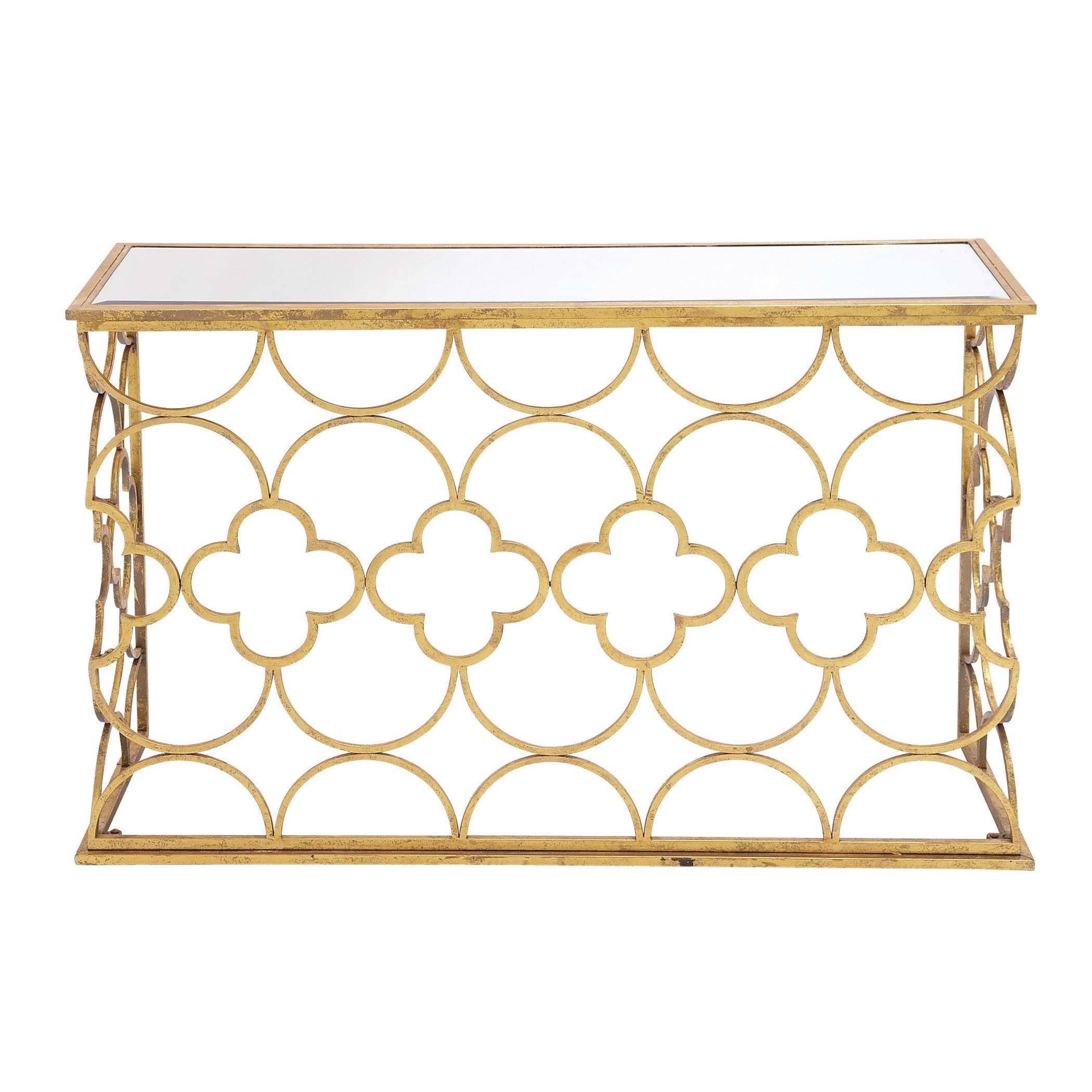 Decmode Metal Mirror Console Table, Gold YL_FIRQS8TM
