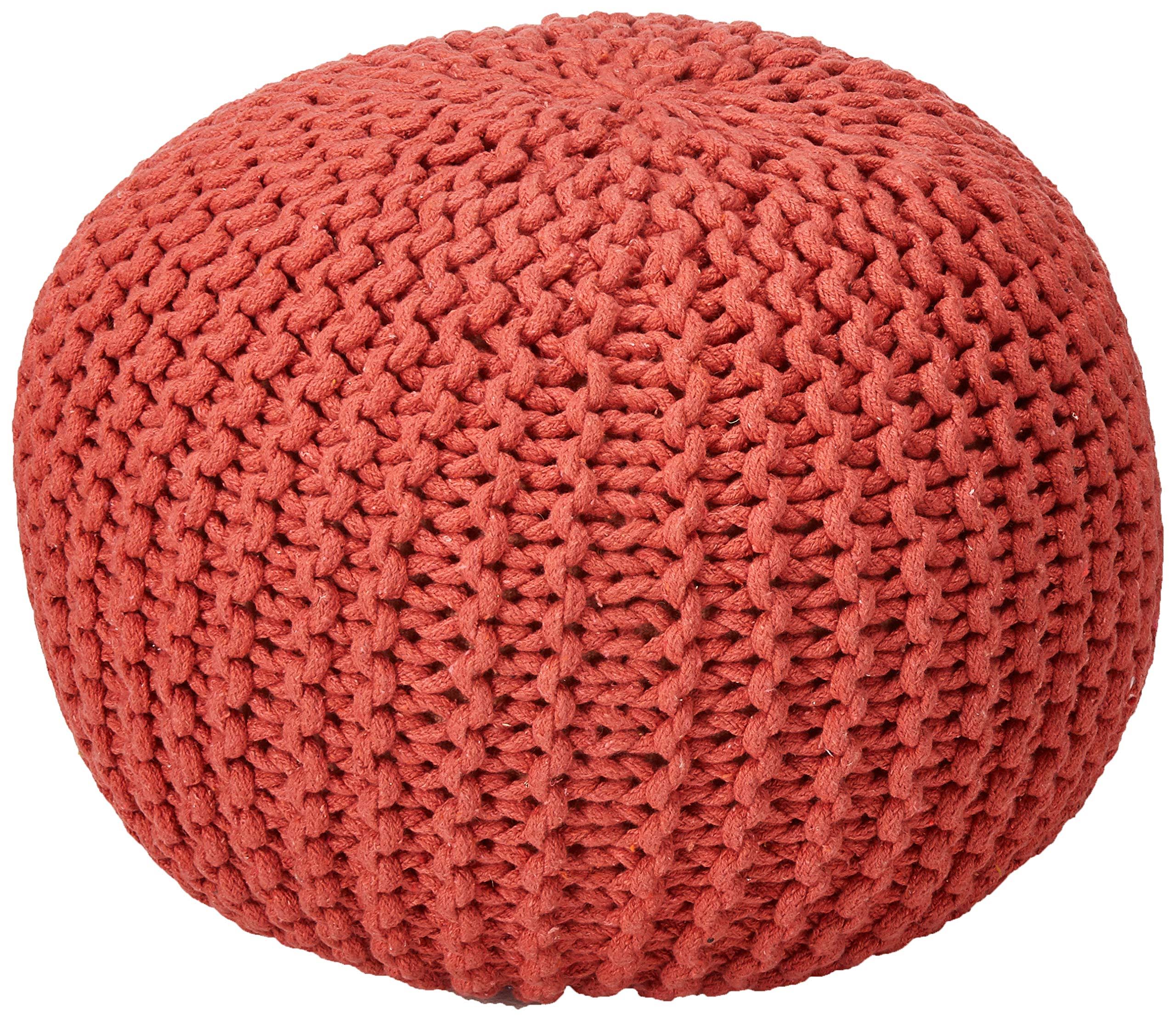 Poona Hand Knitted Artisan Pouf - Coral CR_WERU8ZZY