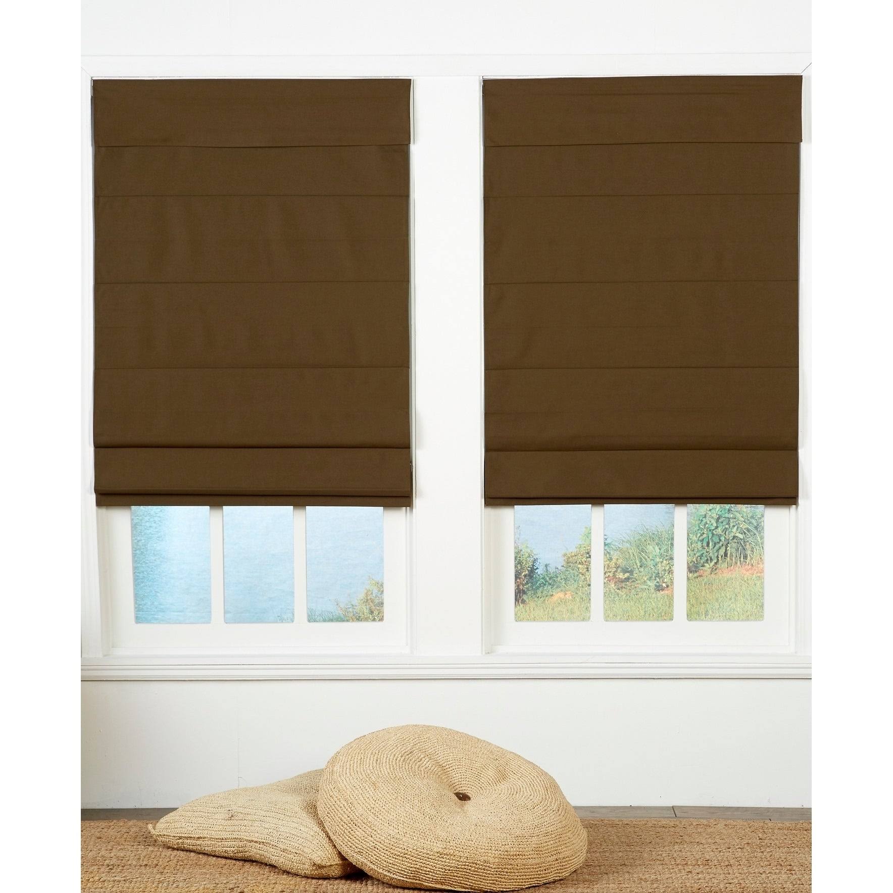 Taylor Olive Halfway Chocolate Insulating Cordless Roman Shade - 71 x 72 UY_OXI2X1DJ