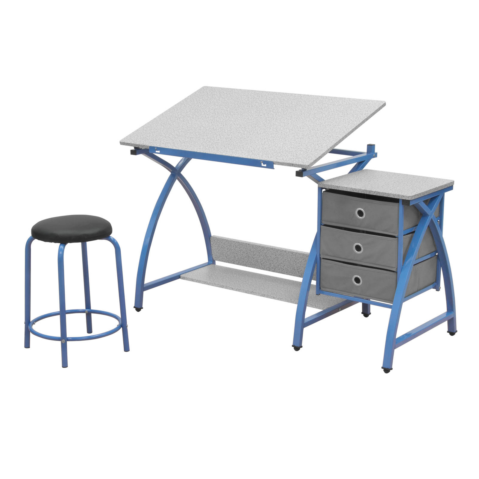 Center Comet Writing Desk with Stool, Splatter Gray, Blue G6_JQRAJSMO