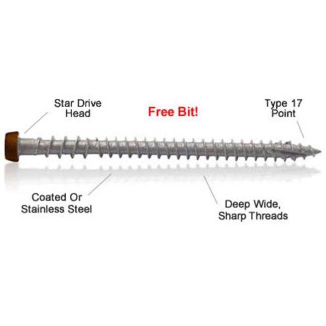 Screw Products CD234WB 10 x 2.75 in. C-Deck Composite Acq Compatible Star Drive Deck Screws, Woodland Brown - 1750 Count XN_6H13VAAQ