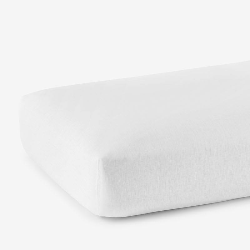 The Company Store Solid Washed White Linen King Fitted Sheet FQ_YONJSWMT