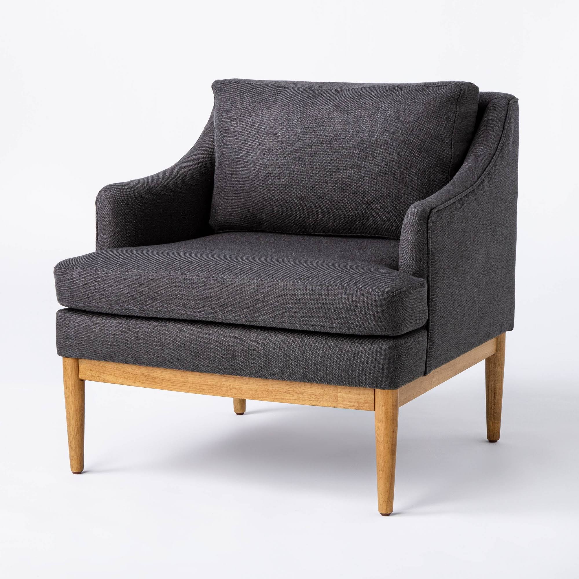 Howell Upholstered Accent Chair with Wood Base Knock Down Dark Gray - Threshold Designed with Studio McGee B7_3HDY5UCH
