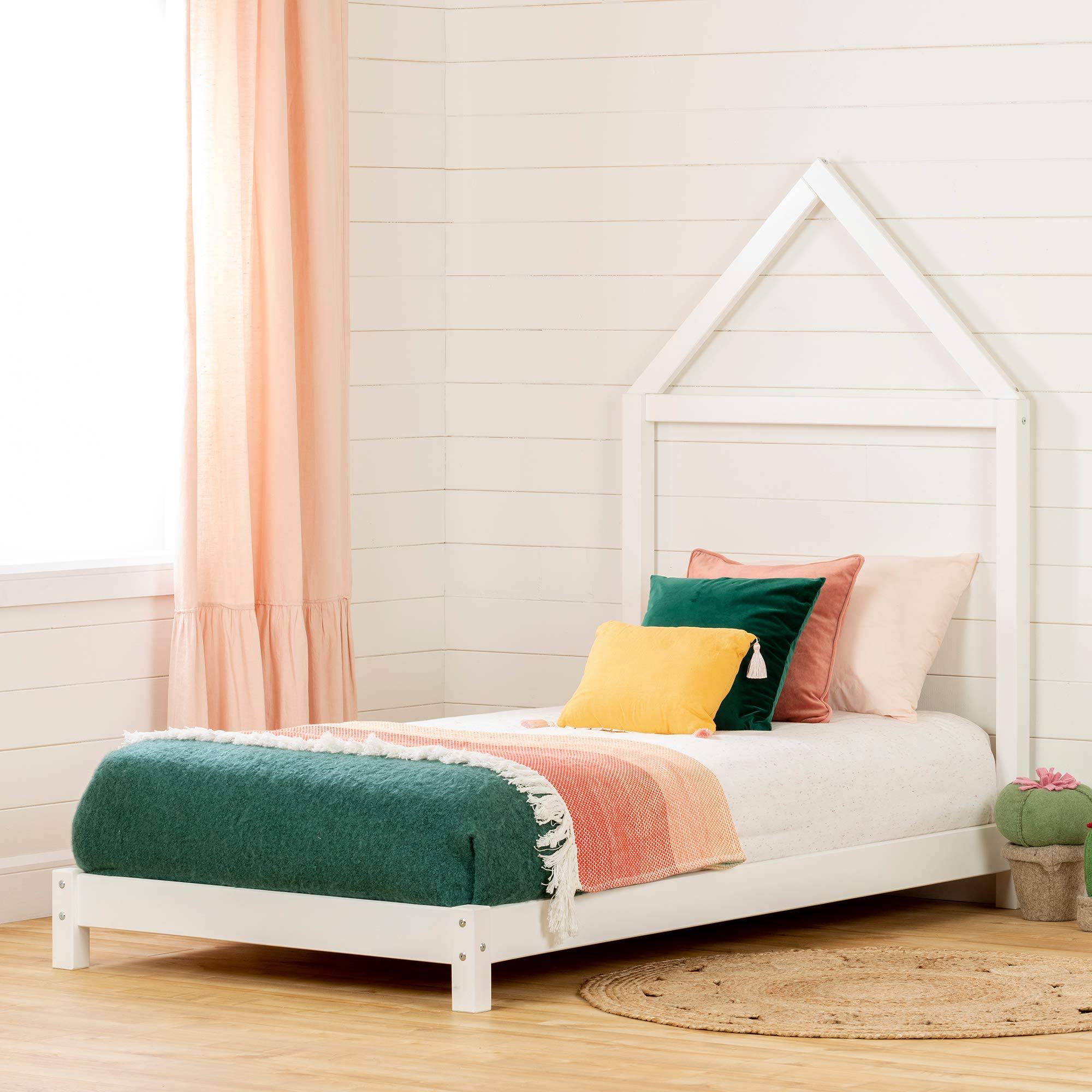 South Shore Sweedi Bed with House Frame Headboard - Pure White ZY_KZECGS7C