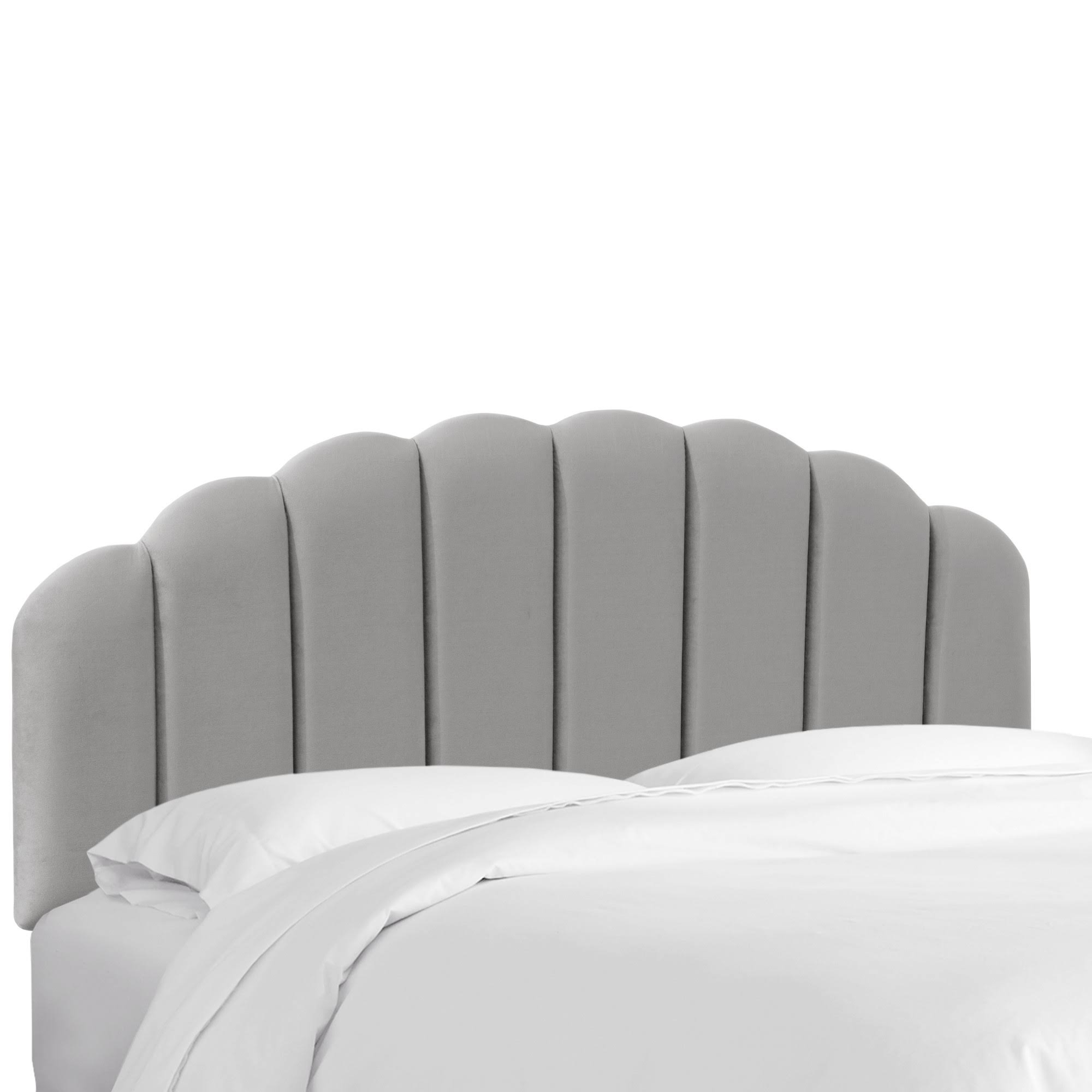 King Shell Headboard Gray Velvet - Skyline Furniture WU_MAZI6MTF