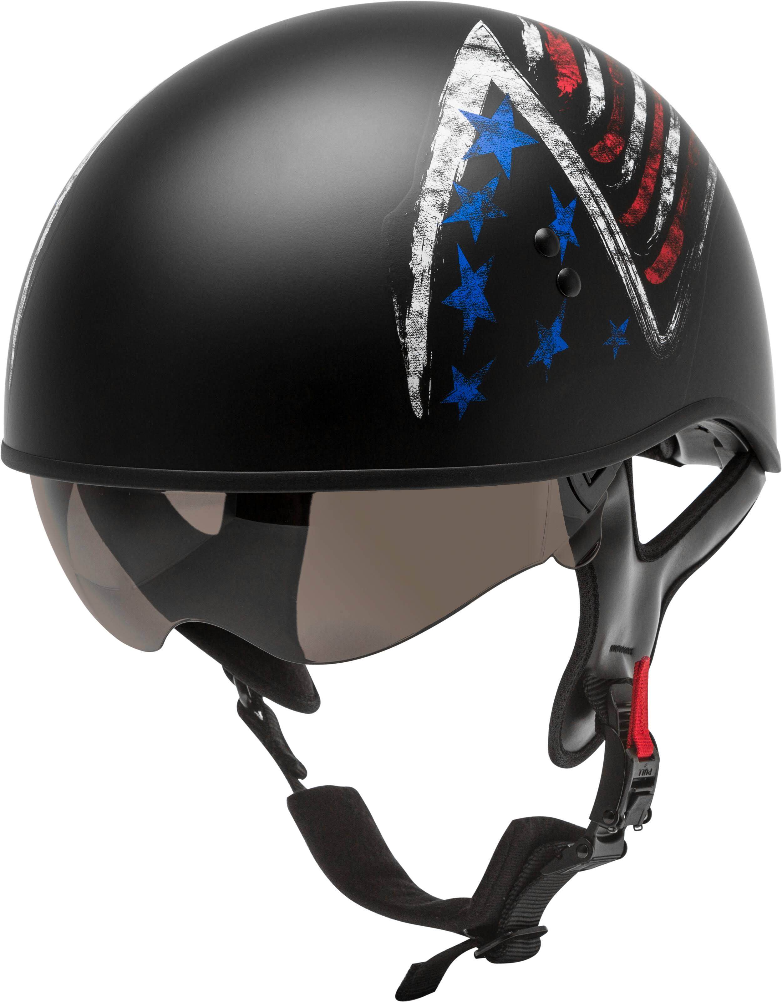 GMAX H1656843 HH-65 Half Helmet Bravery Matte Black/Red/White/Blue Xs OP_6OAFNOUV