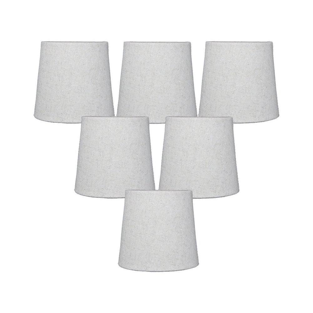 HomeConcept Set of 6 Sand Linen Drum Chandelier Clip-On Lampshade 4x5x5 SQ_YIBSCSFT