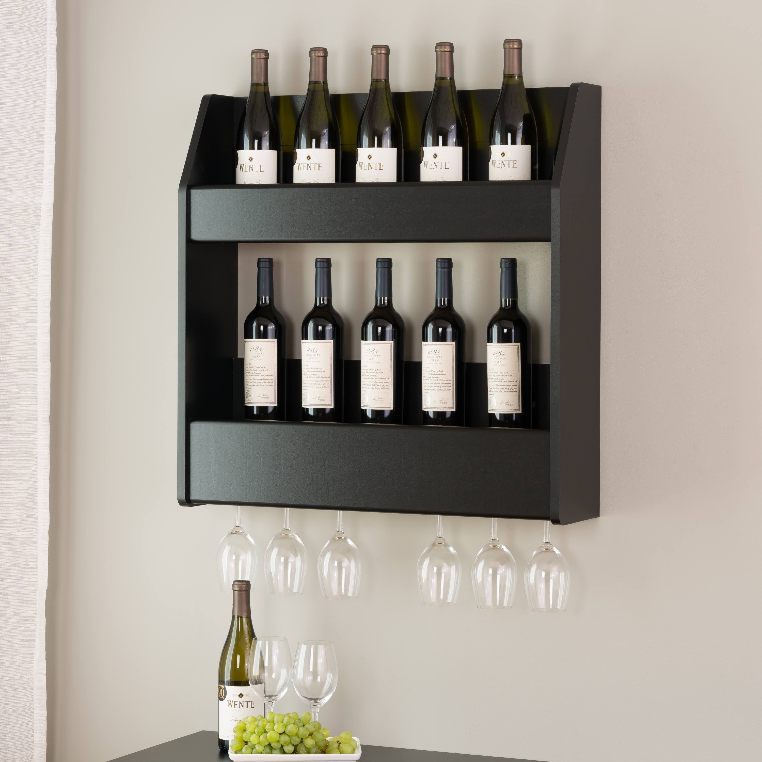 Prepac 2-Tier Floating Wine and Liquor Rack - Black 0R_QX1KJLXB