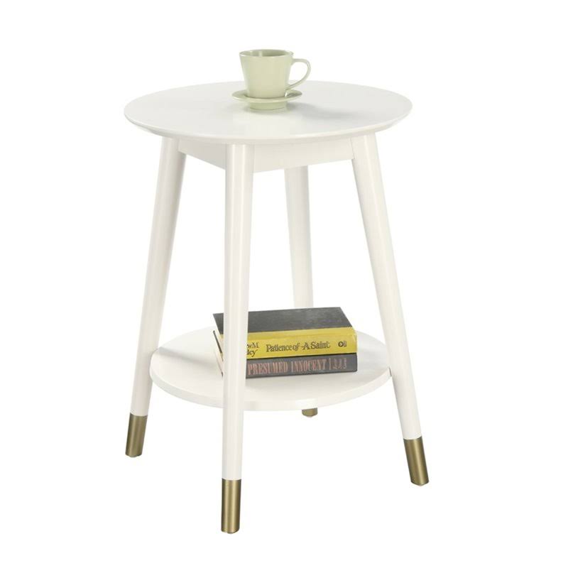 Convenience Concepts Mid Century Round End Table, White LR_NAG2UTTV