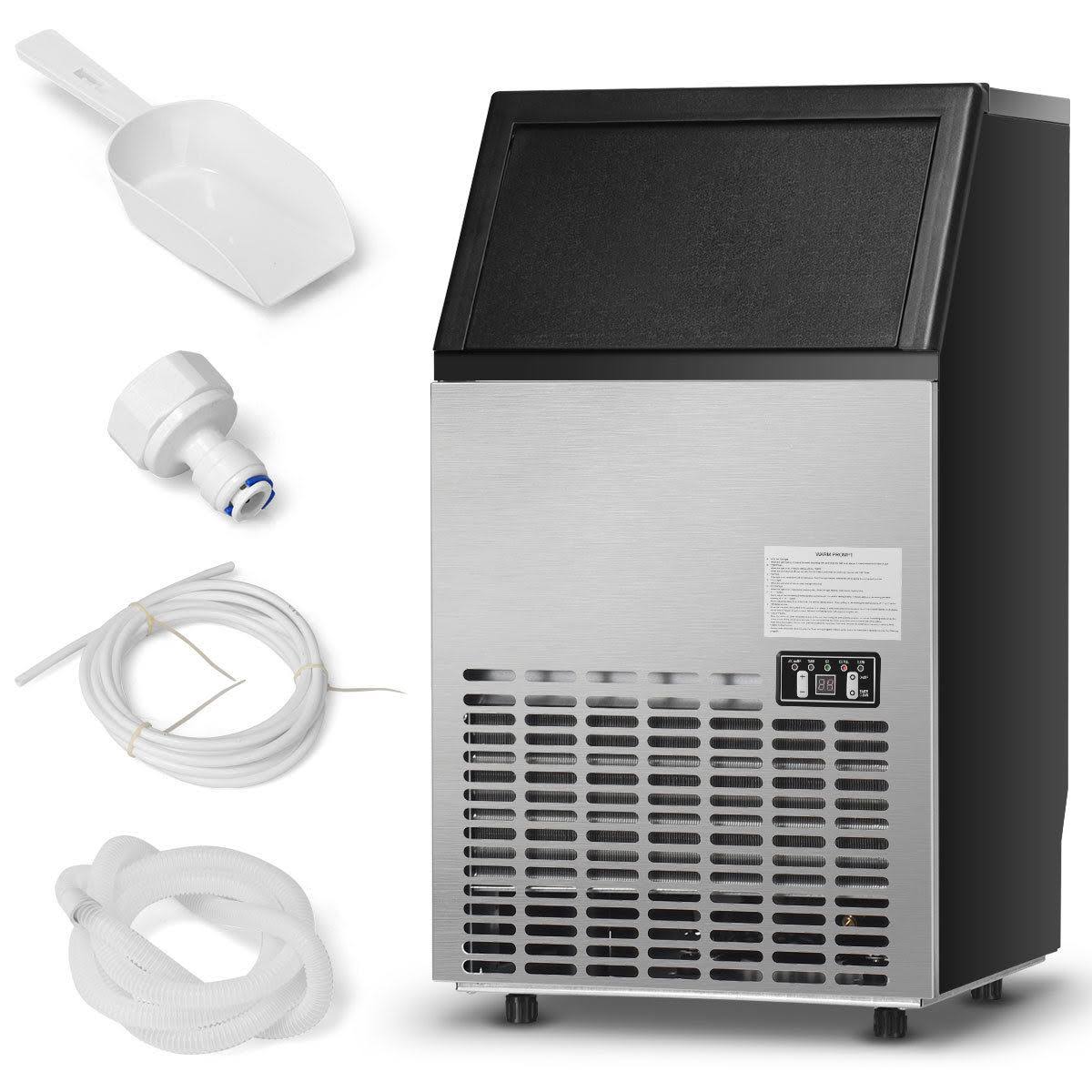 Built-in Stainless Steel Commercial 110Lbs/24H Ice Maker Portable Ice Machine - Black ET_IEZCLNBO