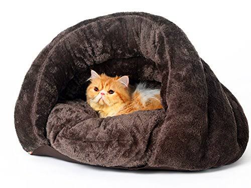 Pls Pet Cuddle Pouch Hooded Pet Bed, Brown, Medium EZ_OJVFFT1T