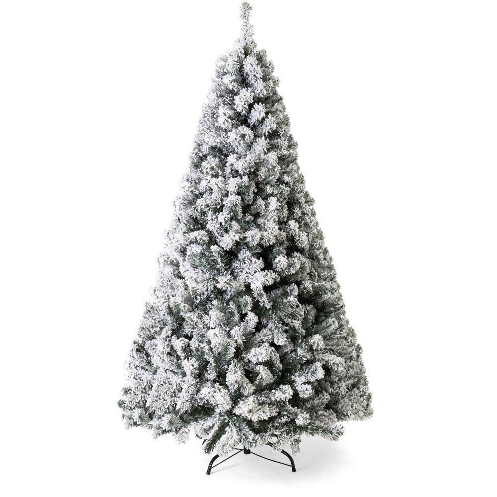 Best Choice Products 7.5' Snow Flocked Hinged Artifical Pine Christmas Tree with Metal Stand, Winter LR_VUAUOTRL