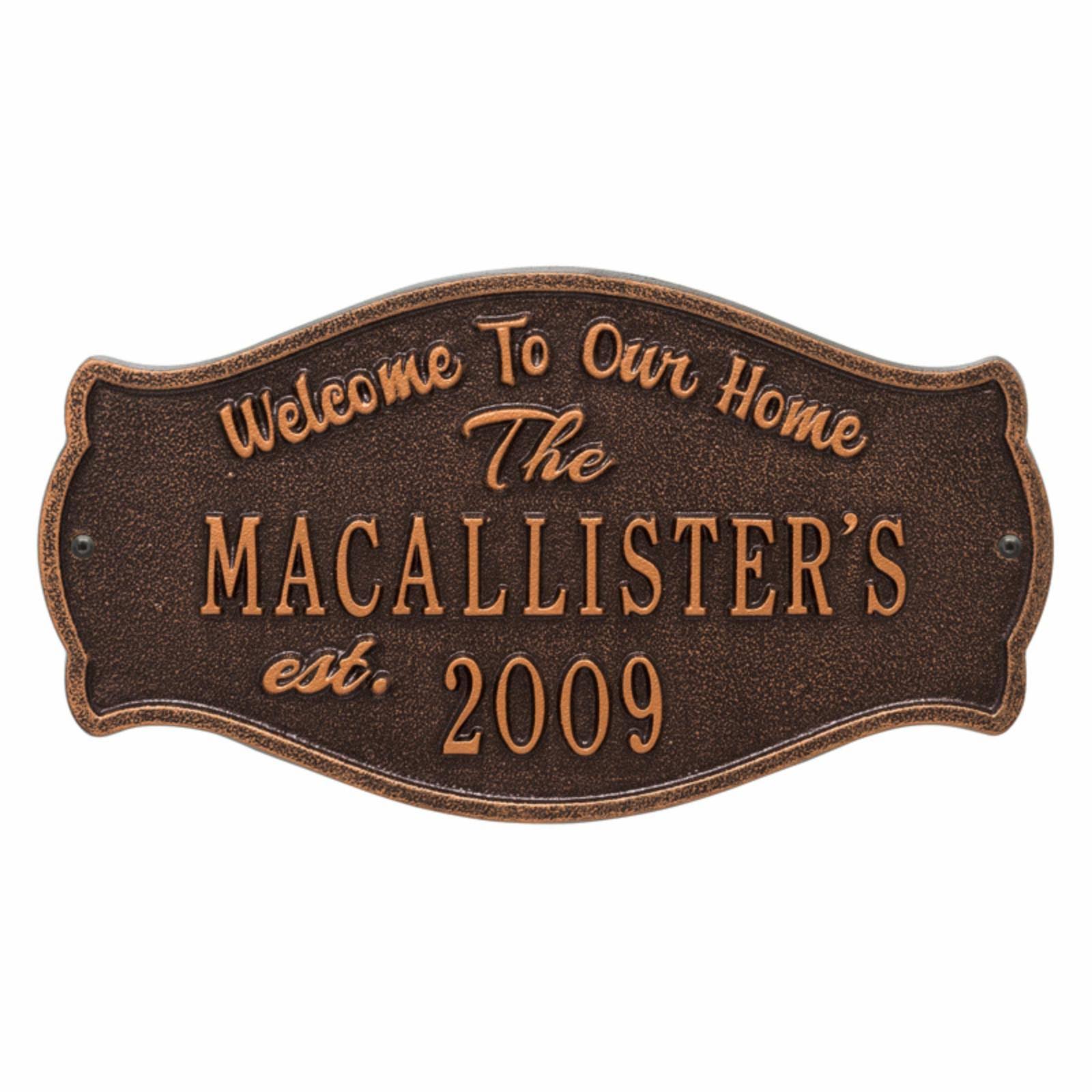 Whitehall Products Fluted Arch Welcome Anniversary Personalized Plaque, Antique Copper QE_BYEYVPQA