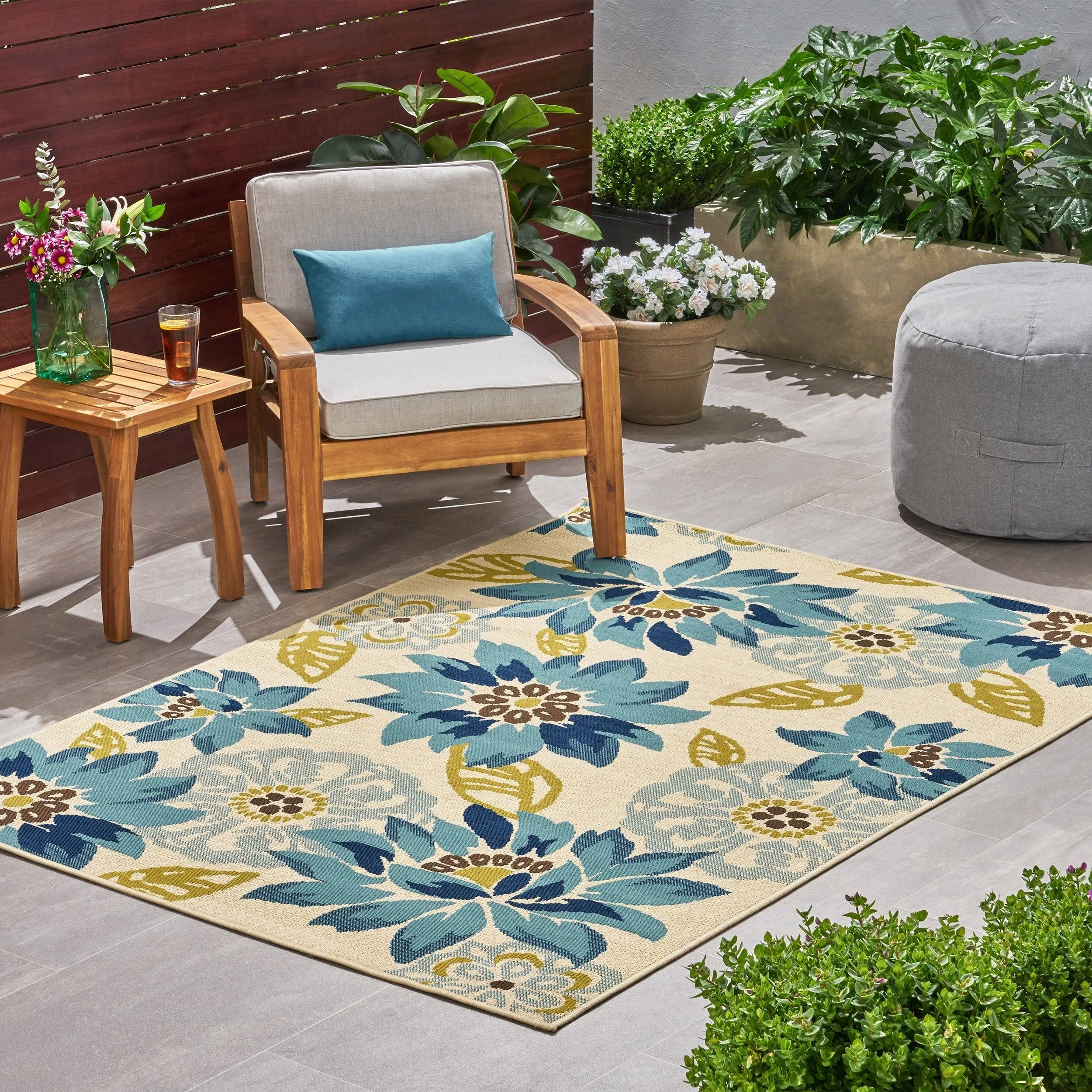 Christopher Knight Home Wildwood Outdoor Floral Area Rug - 5'3 XB_NJDU8EZI