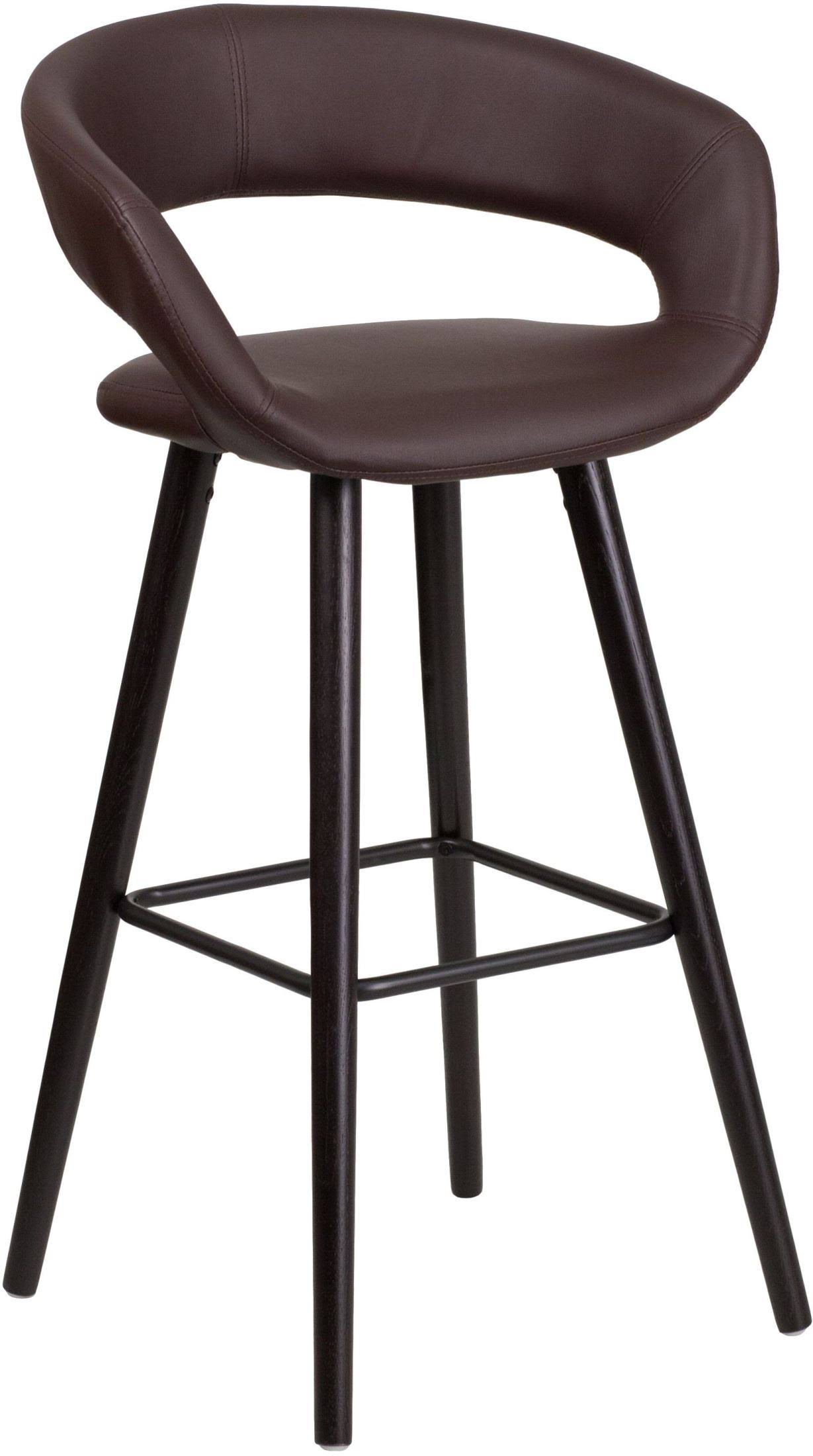 Flash Furniture Brynn Series 29'' High Contemporary Brown Vinyl Barstool with Cappuccino Wood UO_XV3UHZBN