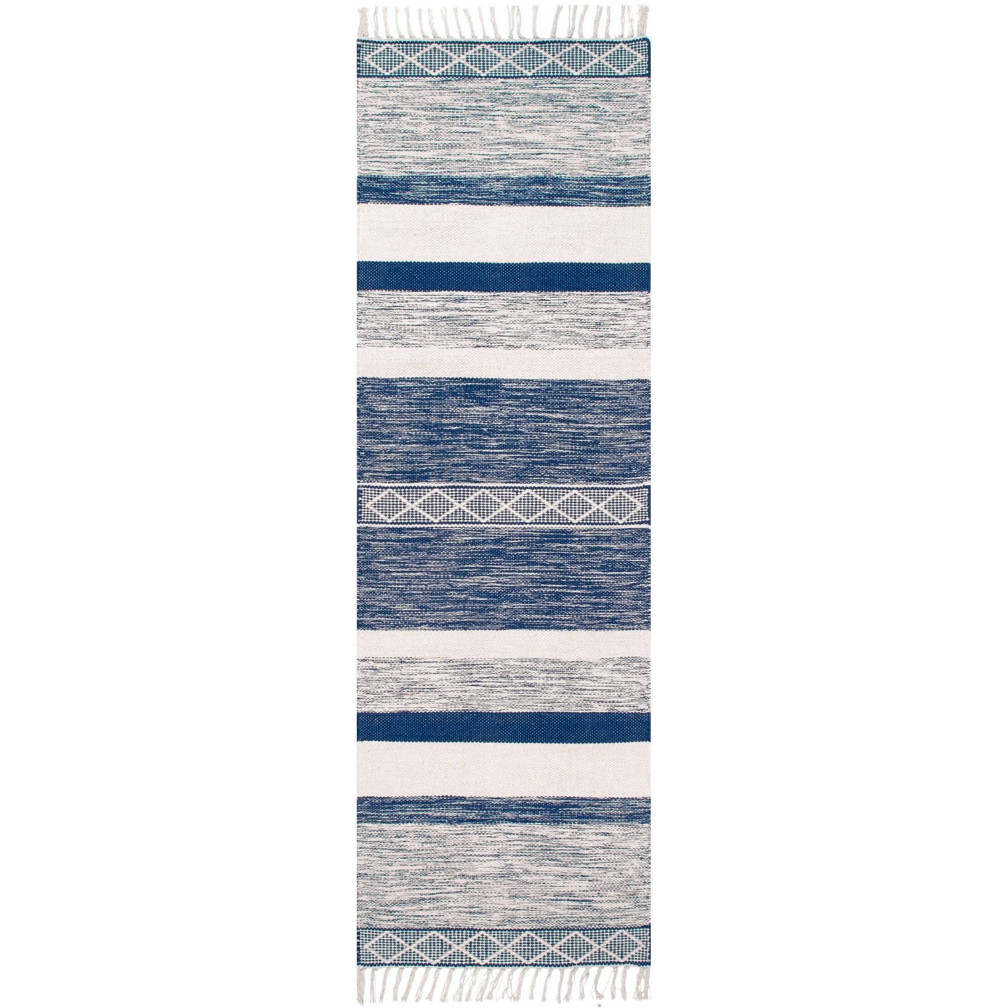 nuLOOM Striped Fringe Angela Blue 9 ft. x 12 ft. Area Rug K0_SONWYEZB