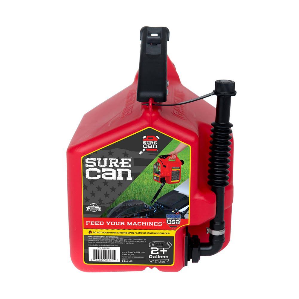 SureCan Self Venting Easy Pour Nozzle 2.2 Gallon Flow Control Gas Container, Red, 2.2 gal FB_ZCLAUNKO