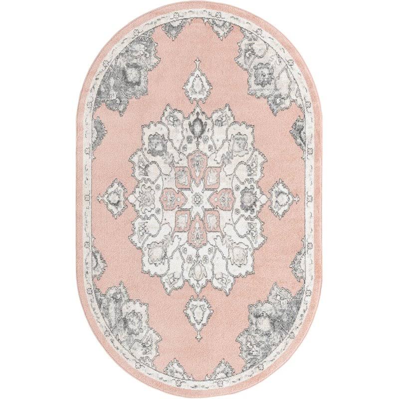 Unique Loom Parker Kokulu Area Rug - Pink - 5' 0 x 8' 0 Oval CV_NXZQKOEQ