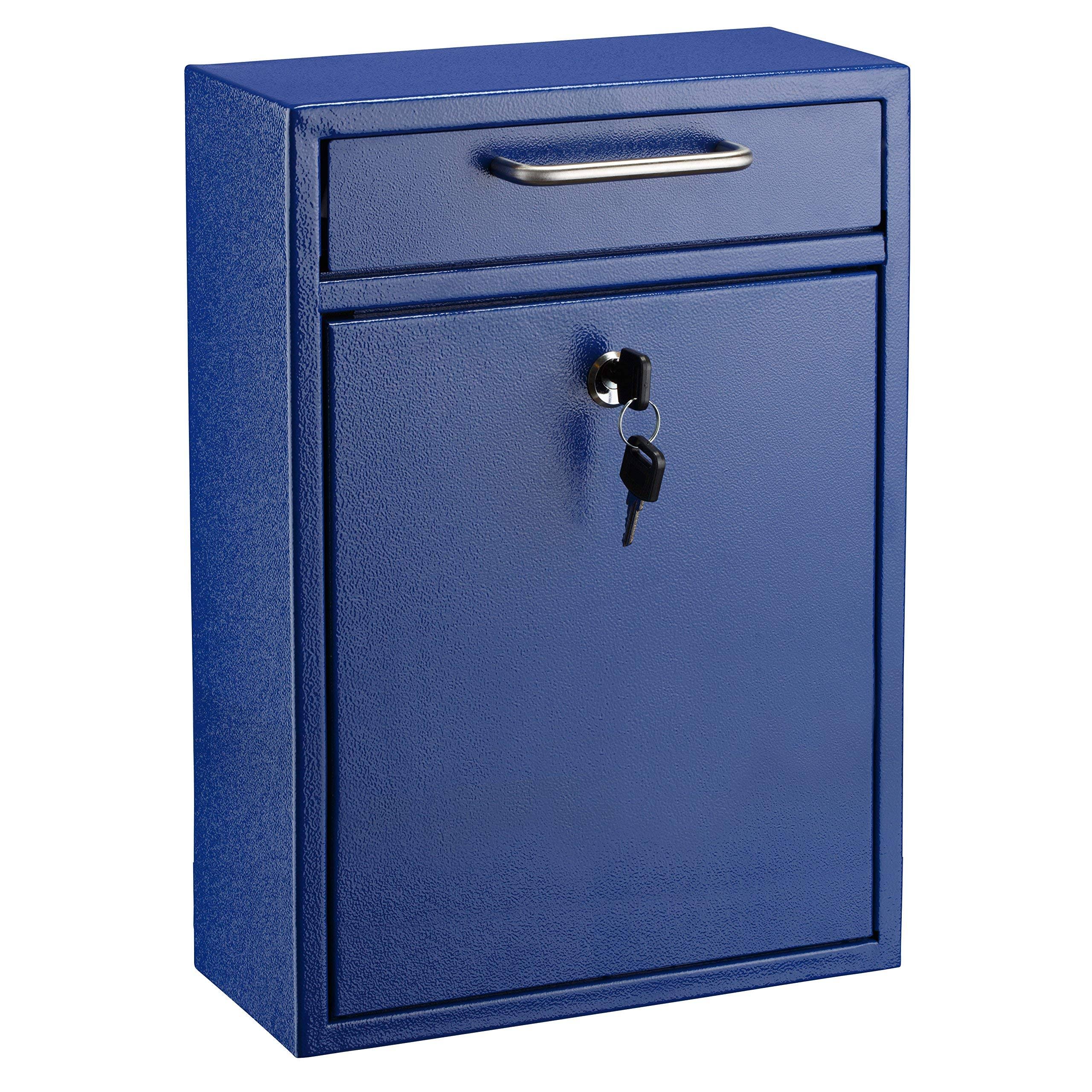 AdirOffice Locking Drop Box - Wall Mounted Mailbox - (Large, Blue) JX_KNMYE0SZ