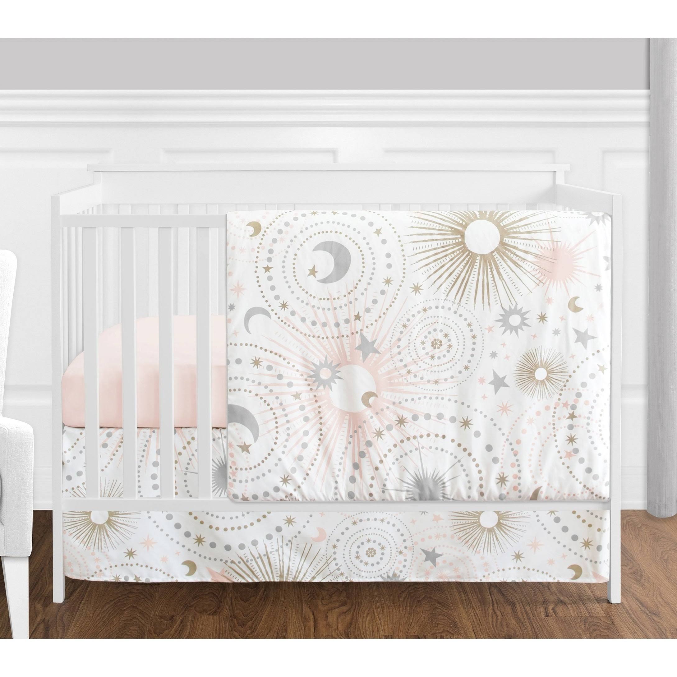 4 pc. Blush Pink, Gold, Grey and White Star and Moon Celestial Baby Girl Crib Bedding Set by Sweet Jojo Designs BR_J7KUYNYN