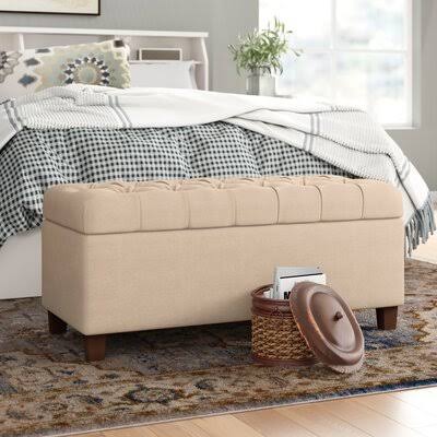 Three Posts Ranshaw Fabric Upholstered Storage Bench Upholstery Color Oatmeal MD_7A6UAAAB